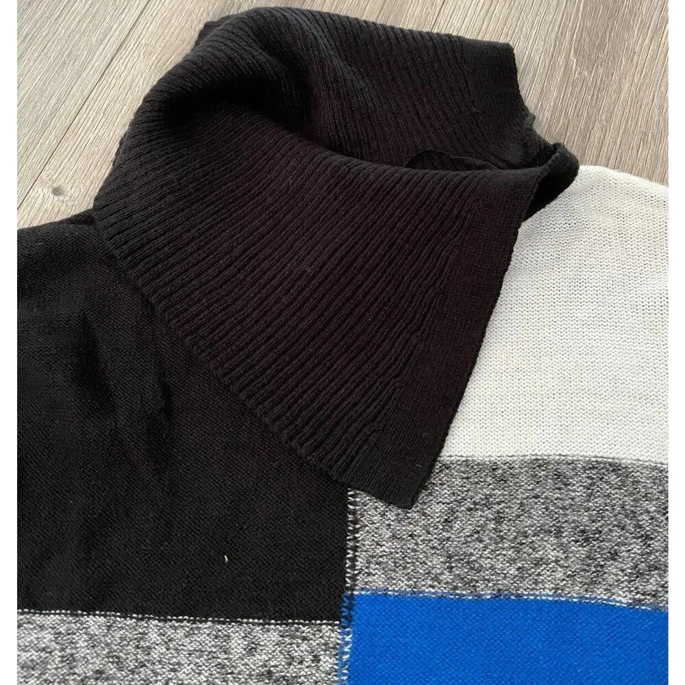 Style & Co Women's Sweater Envelope Neck Colorblock Sea Captain Combo SMALL